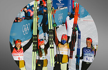 Die Damen-Langlauf-Staffel gewinnt Silber