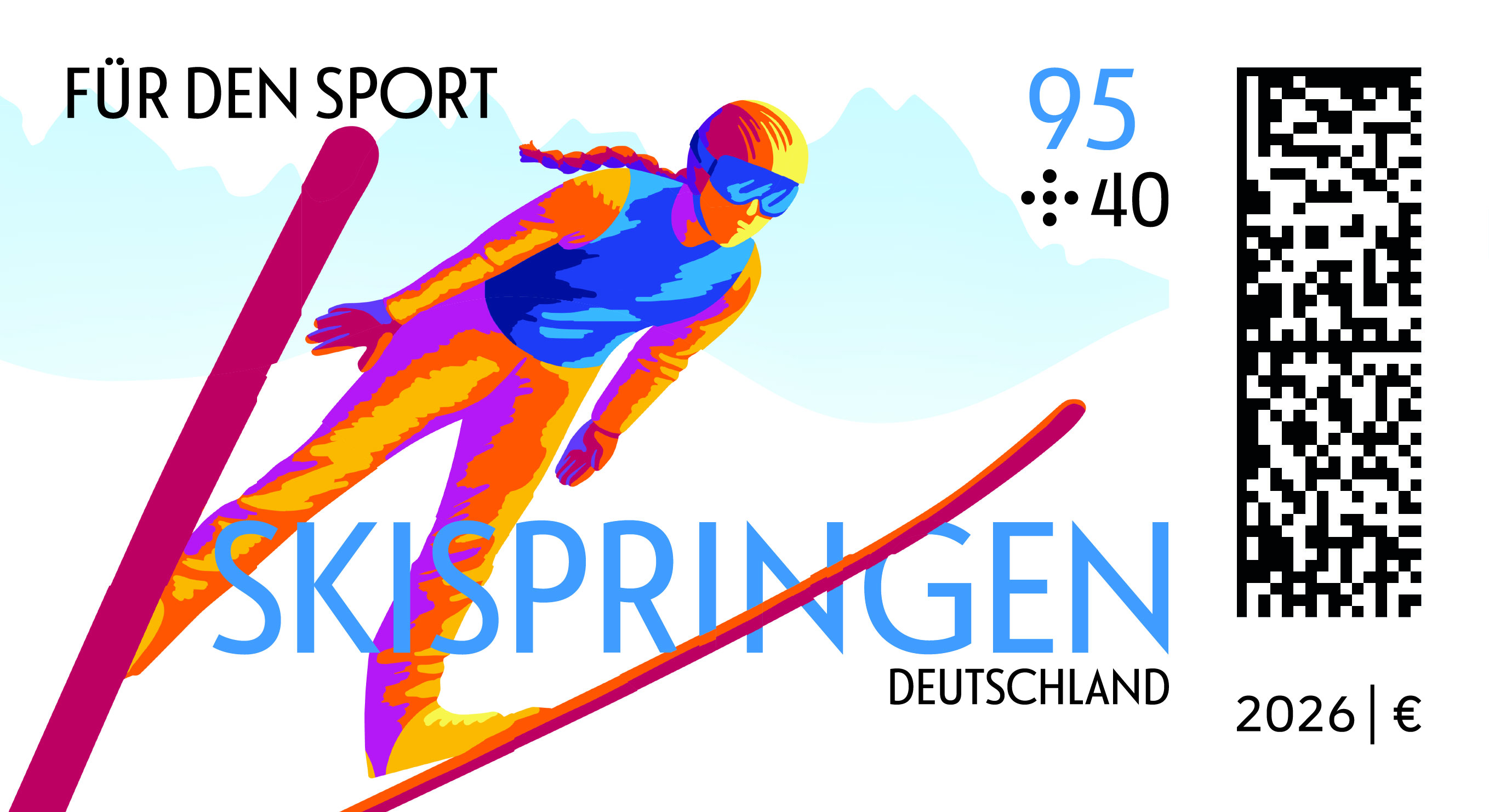 Briefmarke Skispringen